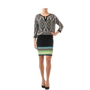 Joseph Ribkoff Black Abstract 2 piece Top & Shift Dress Sz 16 Style 162660
